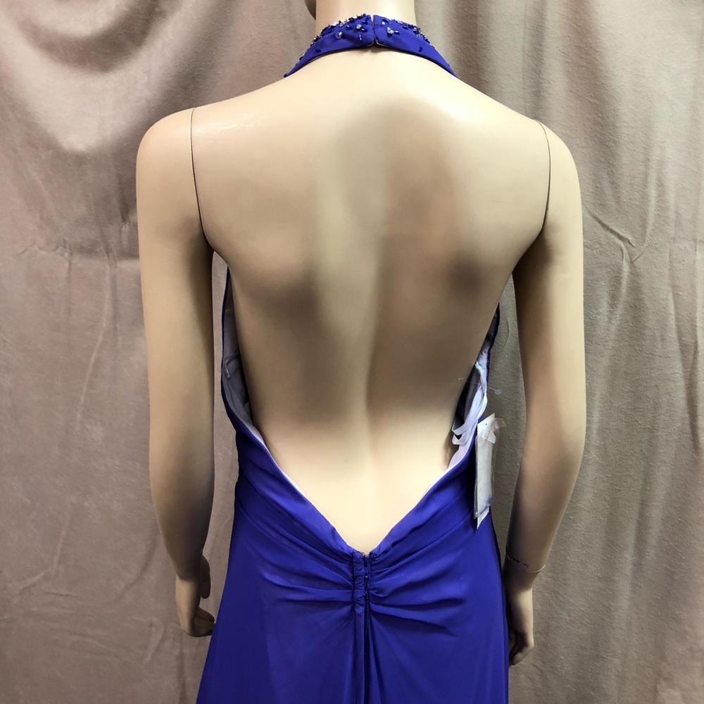 Vintage Purple Deep Cut Halter Gown - Picture 4 of 7